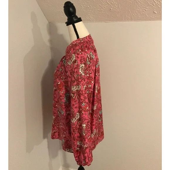Lilly Pulitzer Elsa Hotty Pink Ring My Chime Silk Top - Size Medium - Picture 4 of 12